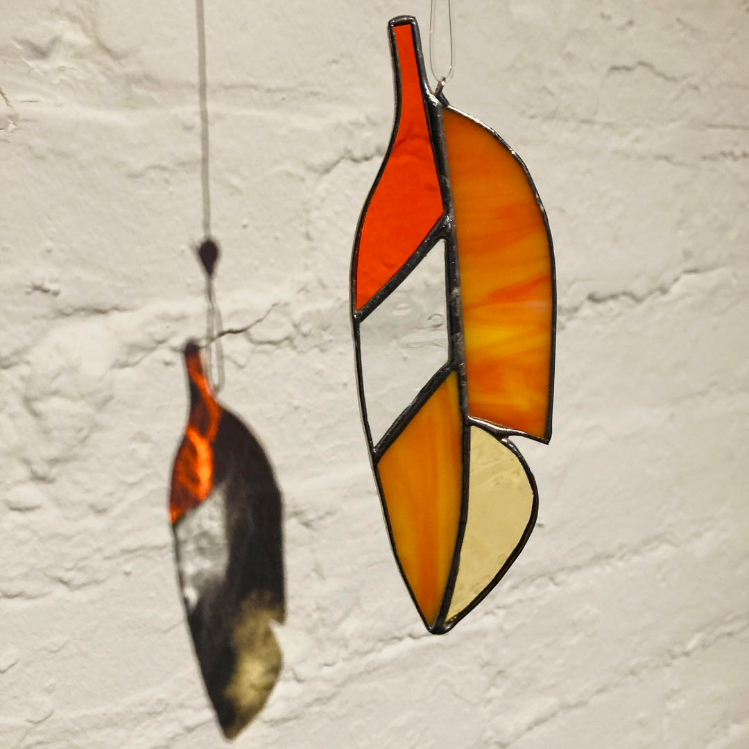 Stained Glass Feather Orange