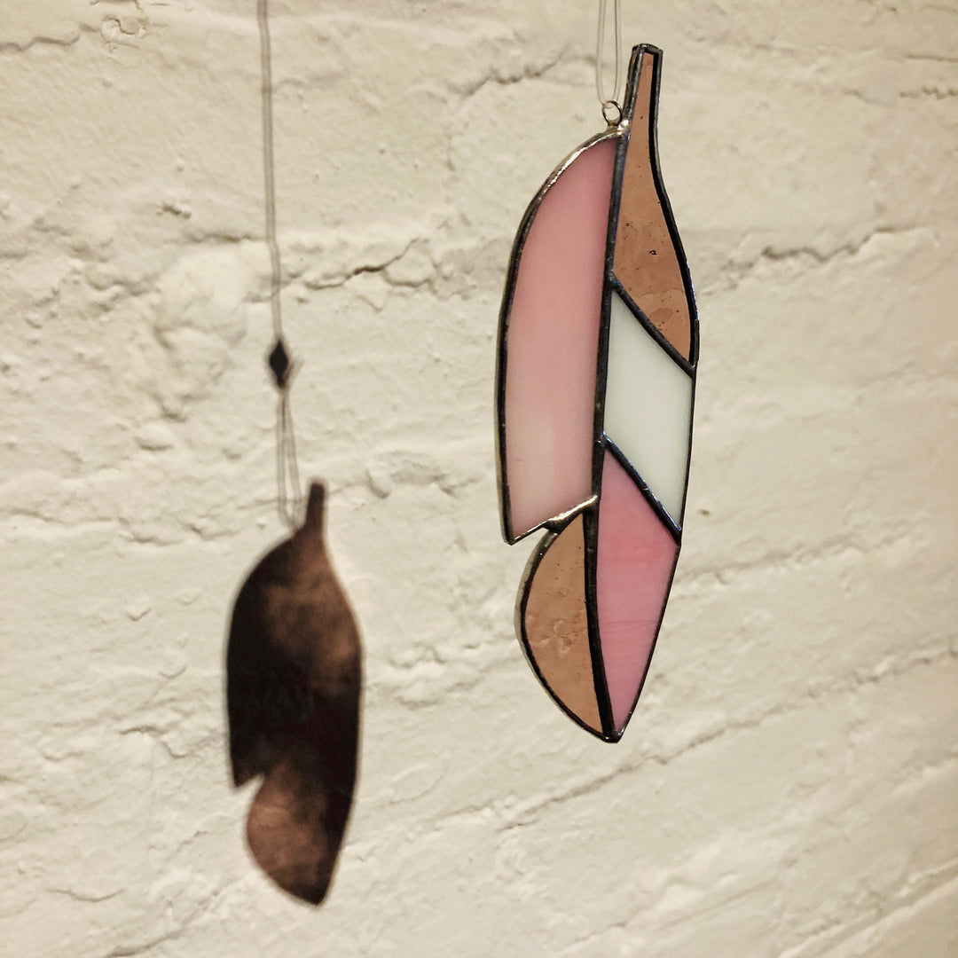 Stained Glass Feather Pink