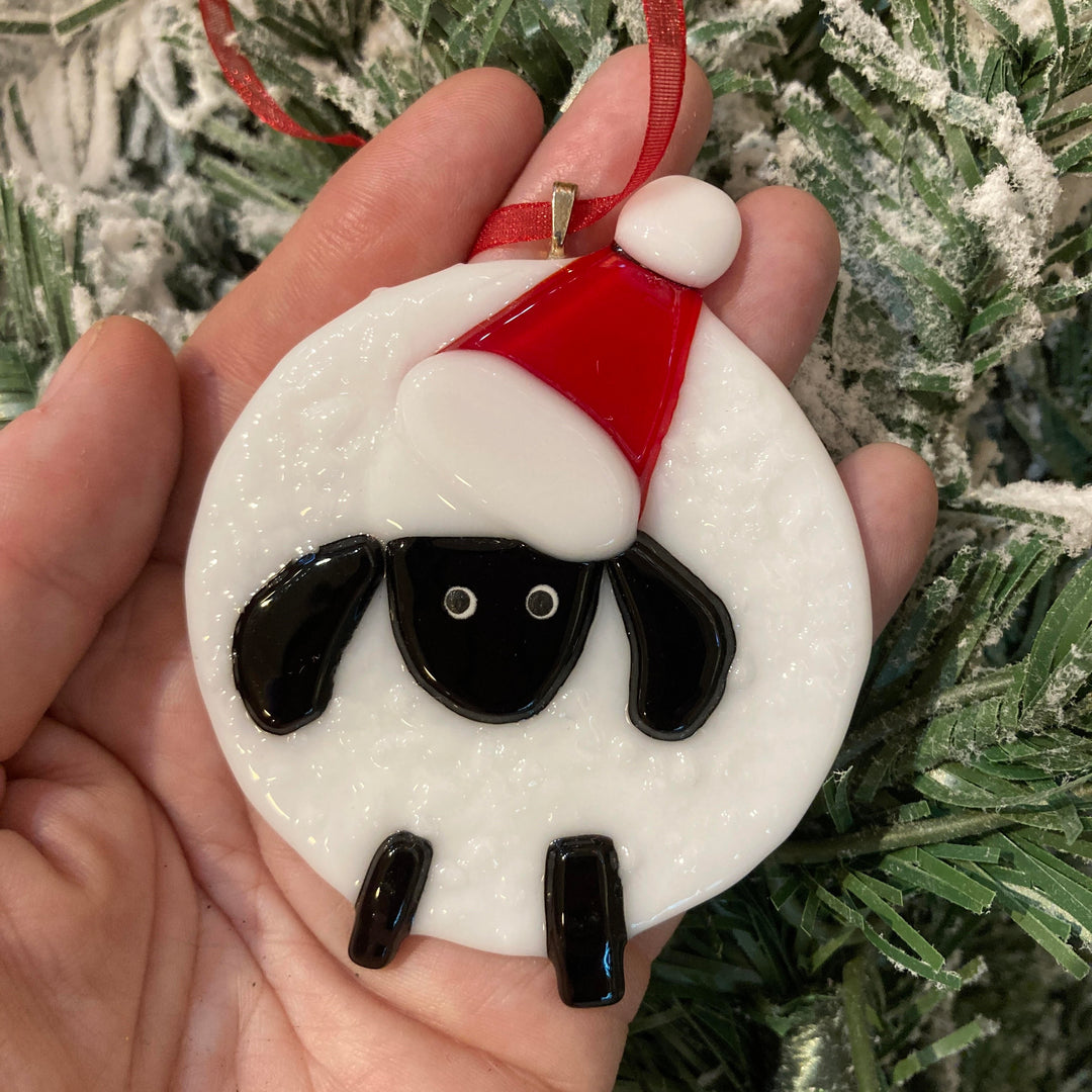 Sheep With Santa Hat Ornament