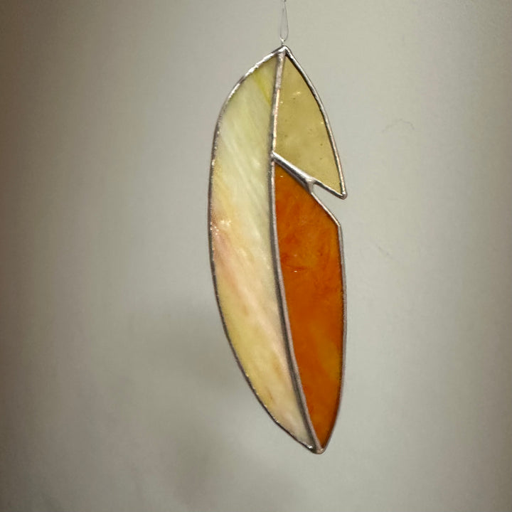 Stained Glass Feather Orange