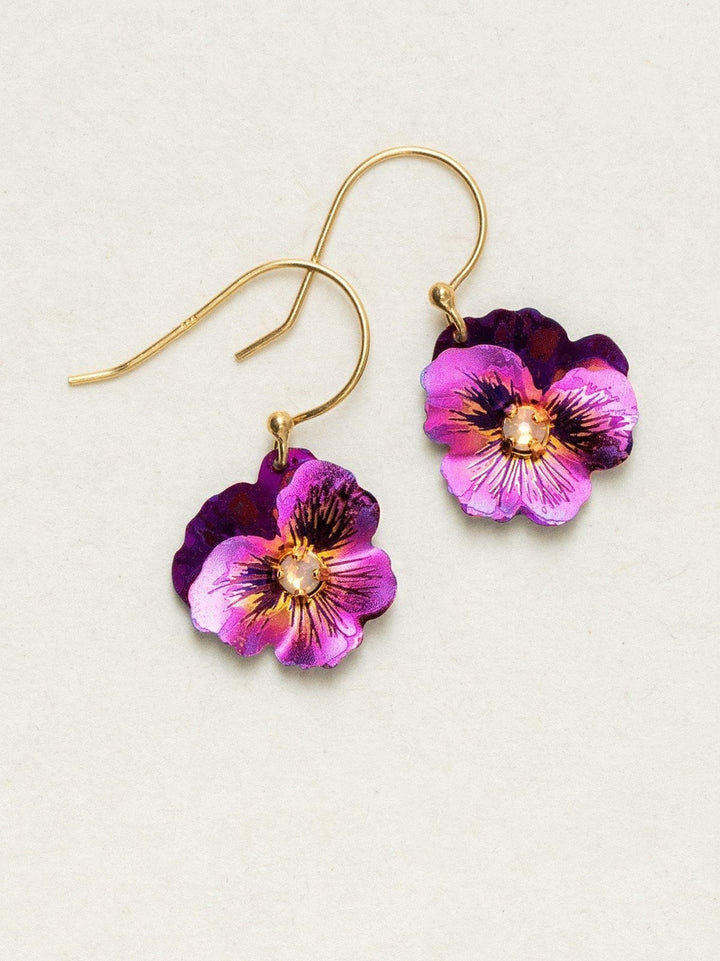 Garden Pansy Drop Earrings Sparkling Fuchsia