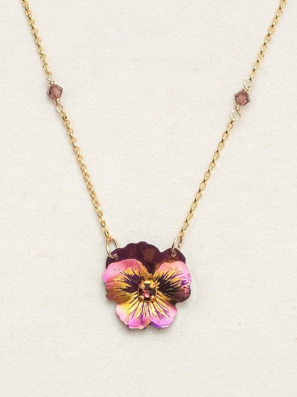 Garden Pansy Necklace Vintage Burgundy