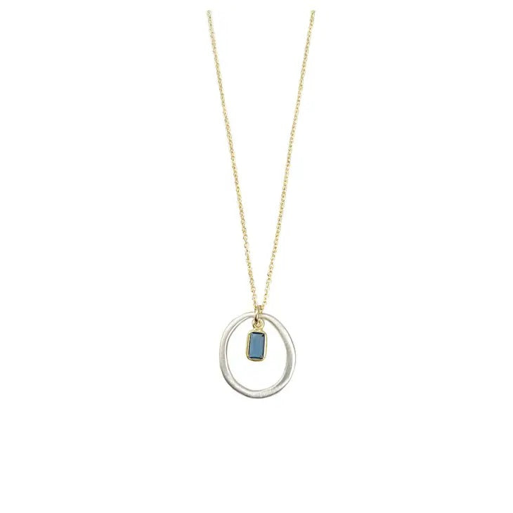 Circle + Blue Quartz Necklace Silver