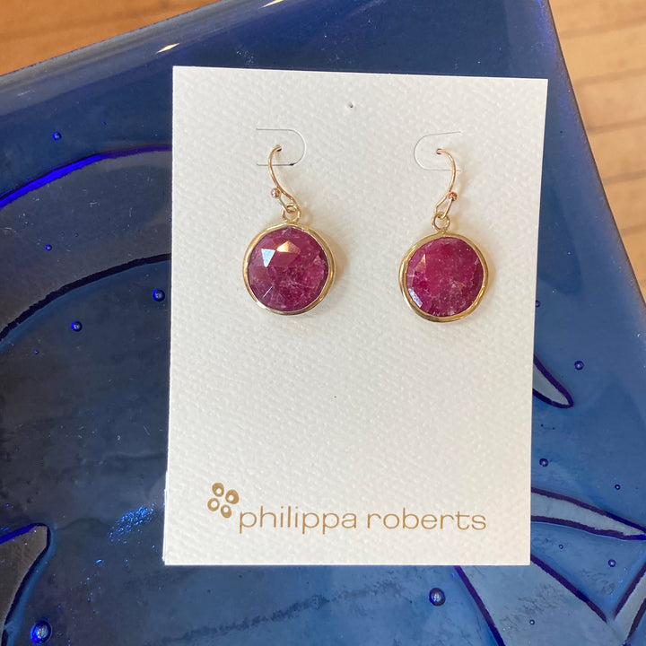 Round Ruby Earrings Vermeil
