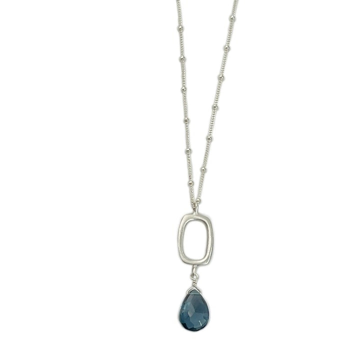 Rectangle Blue Topaz Necklace Silver