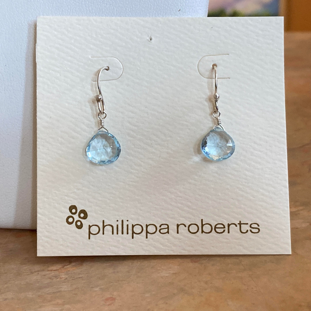 Silver Earrings Blue Topaz