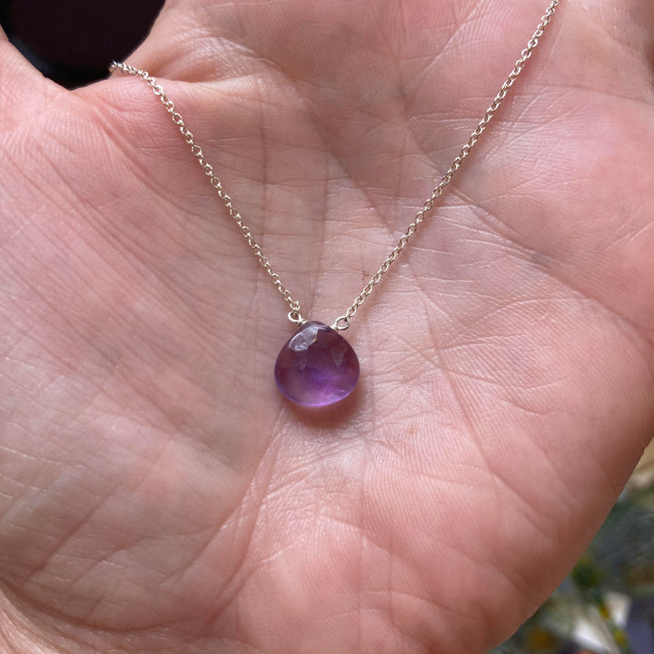 16" Silver Necklace Amethyst