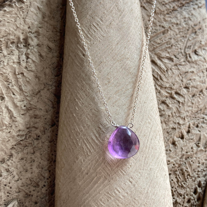 16" Silver Necklace Amethyst