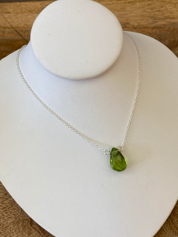 16" Silver Necklace Peridot