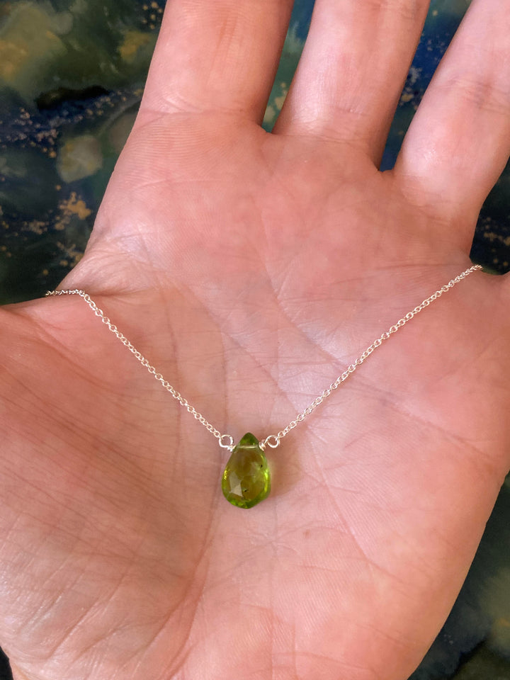 16" Silver Necklace Peridot