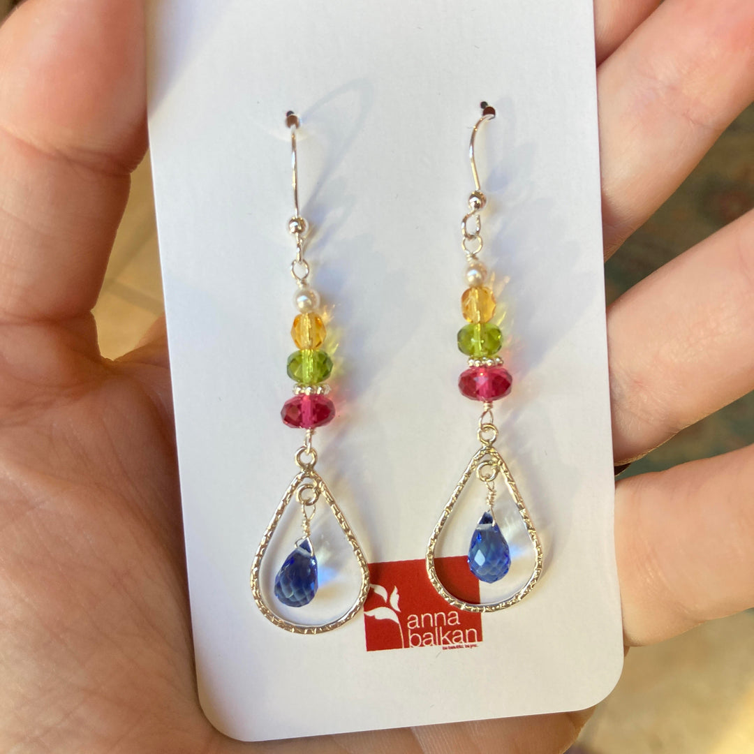 Teardrop Earrings Silver + Blue Quartz