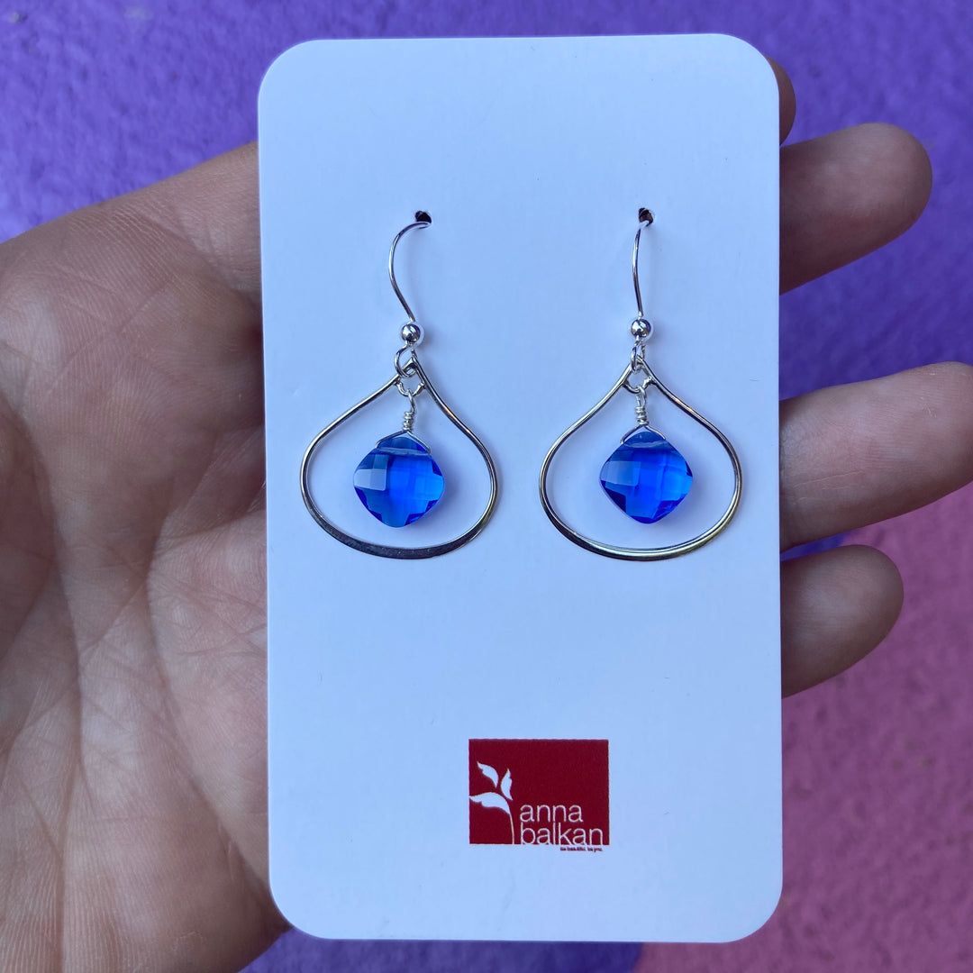 Nina Earrings Silver + Blue Quartz