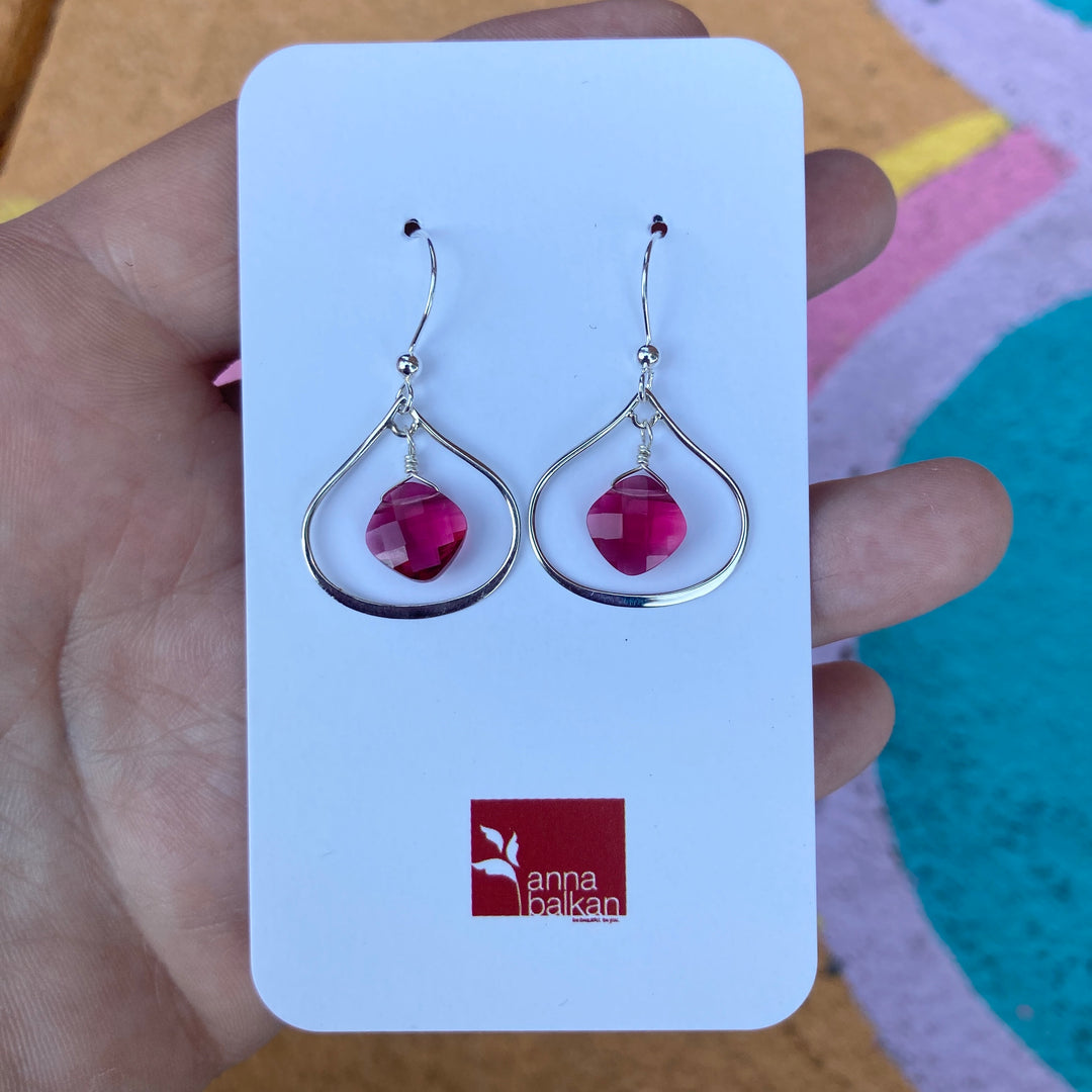 Nina Earrings Silver + Rose Quartz