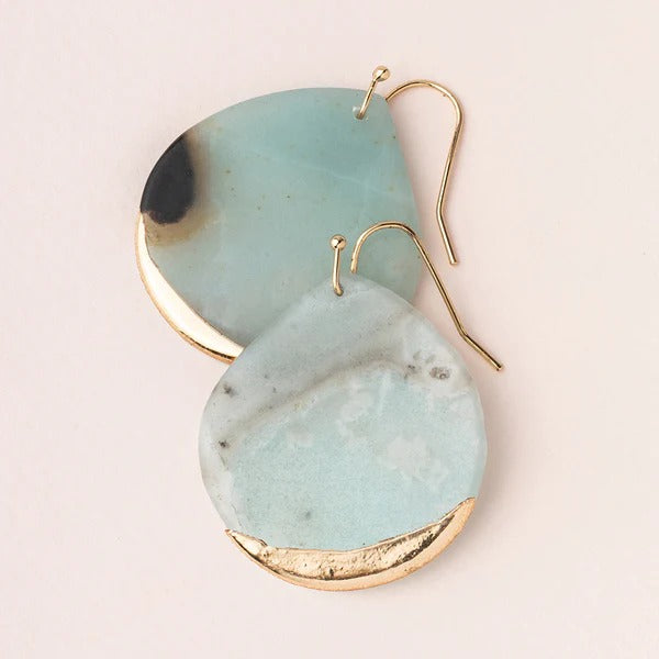 Stone Dipped Teardop Amazonite Gold