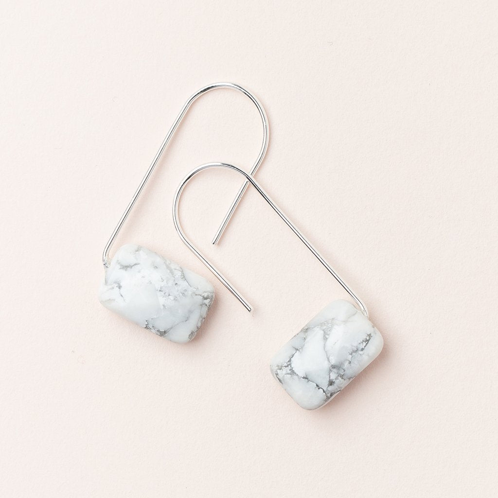 Floating Stone Earrings Howlite & Silver