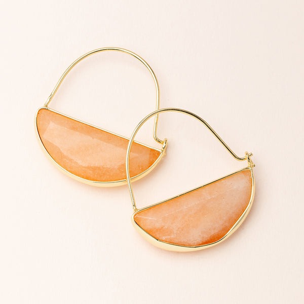 Stone Prism Hoop Earring Sunstone Gold