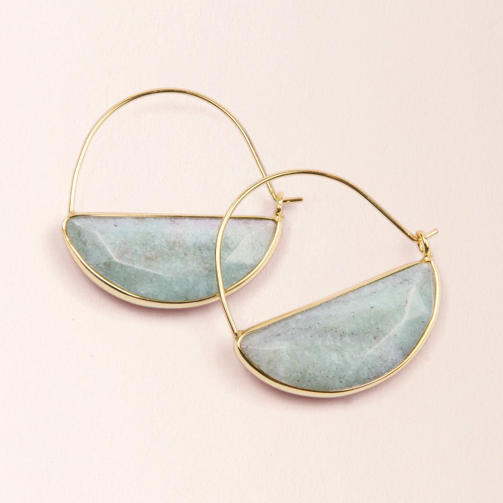 Stone Prism Hoops Amazonite Gold