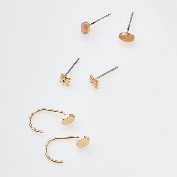 Gabby Stud Trio Sunstone Gold