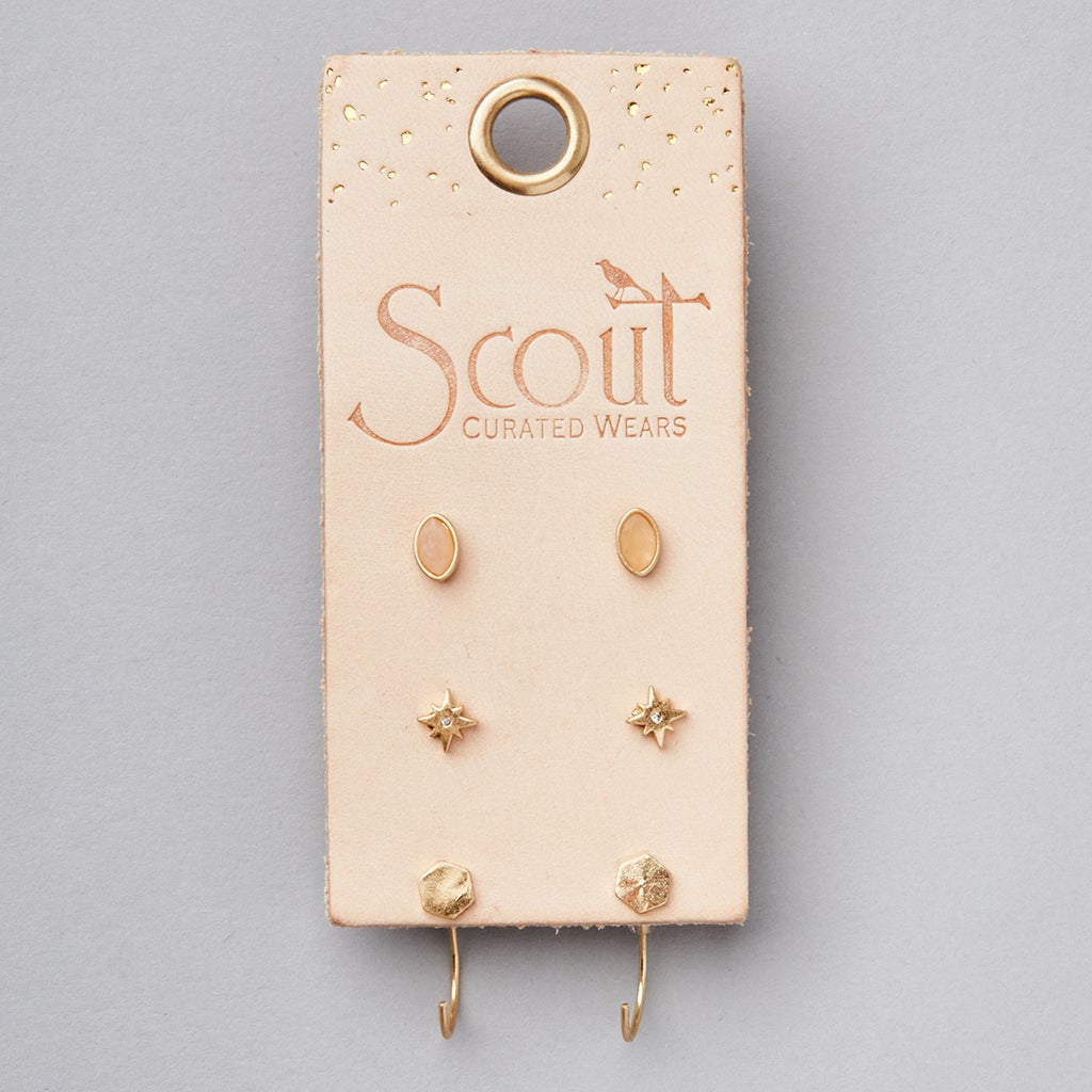 Gabby Stud Trio Sunstone Gold
