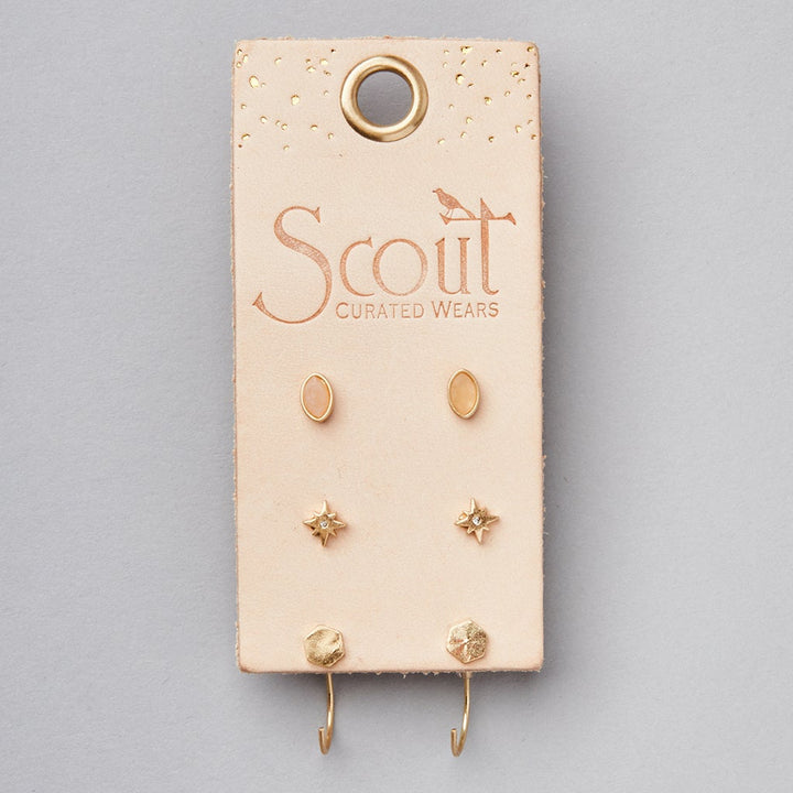 Gabby Stud Trio Sunstone Gold