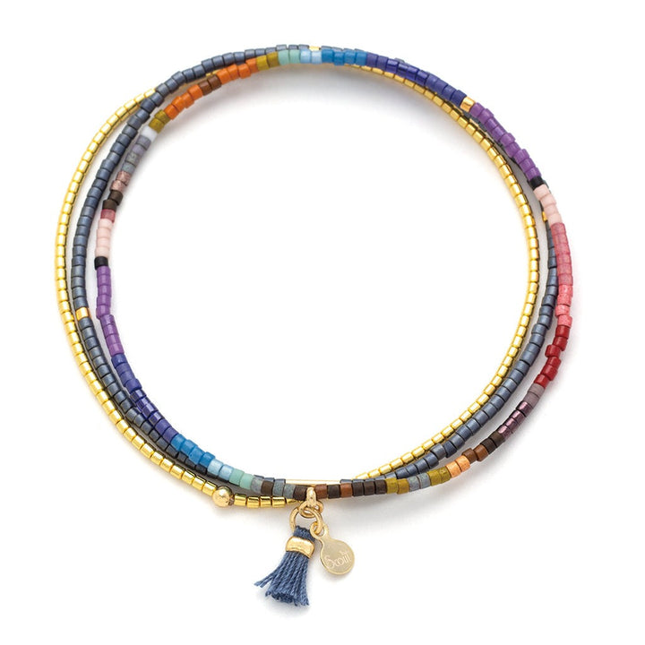 Miyuki Bracelet Trio Dark Multi + Gold