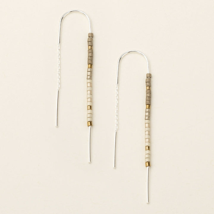Chromacolor Miyuki Thread Earrings Pewter, Multi + Silver
