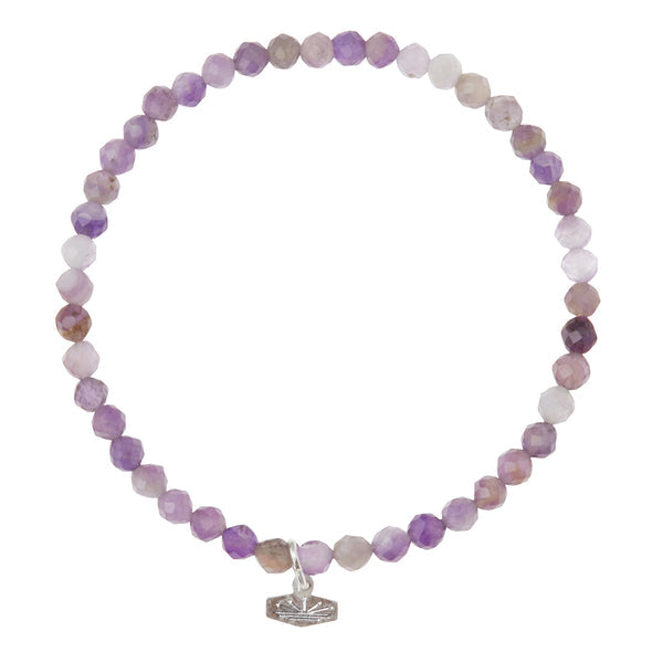 Mini Faceted Stone Amethyst Silver