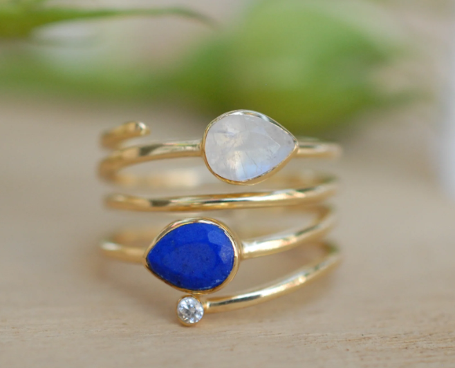 Melanie Ring Lapis Lazuli + Moonstone