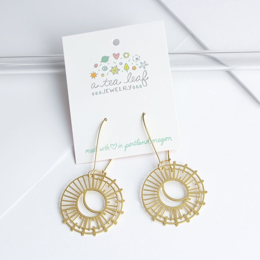 Sun and Moon Earrings Gold