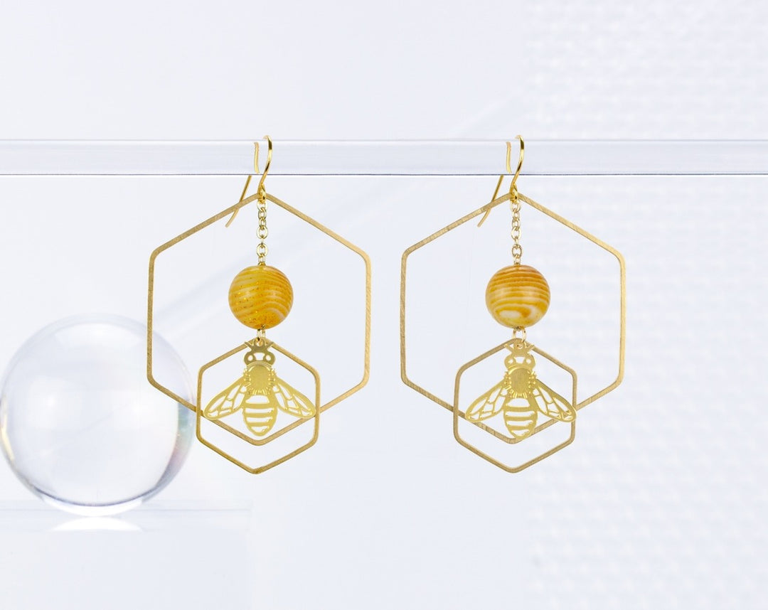 Honeybee Sh Earrings Vintage Honey Beads