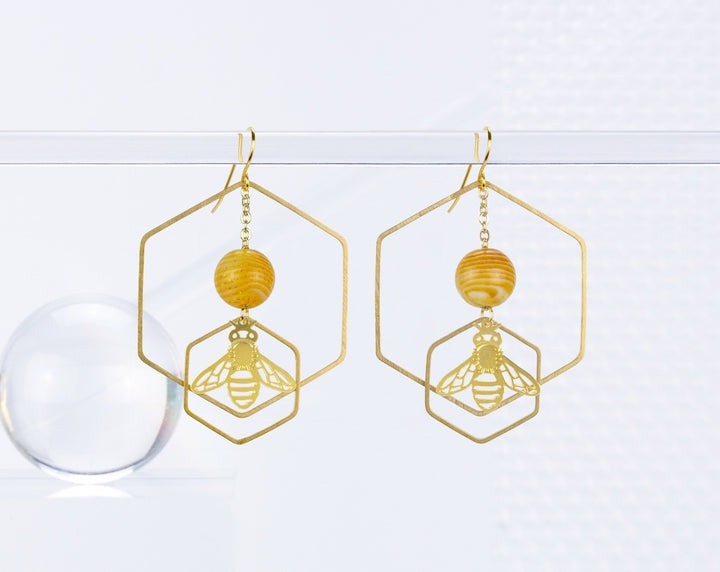 Honeybee Sh Earrings Vintage Honey Beads