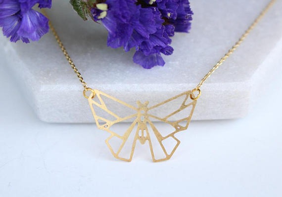 Butterfly Geometric Necklace Gold