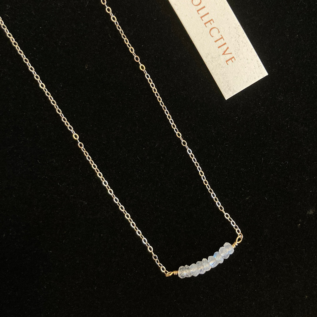 Strand Gem Necklace Silver Moonstone
