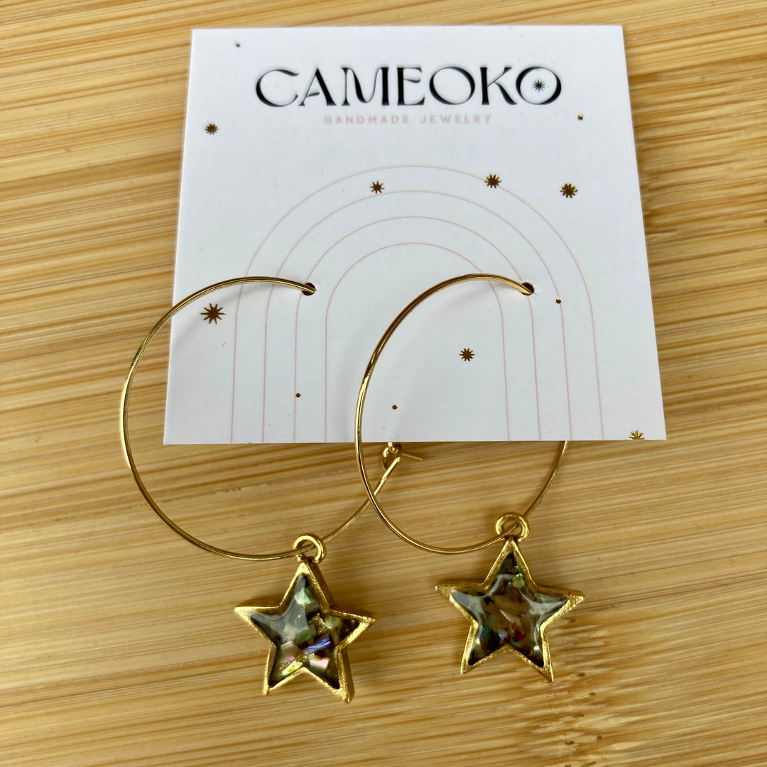 Becky Star Hoop Earrings Abalone