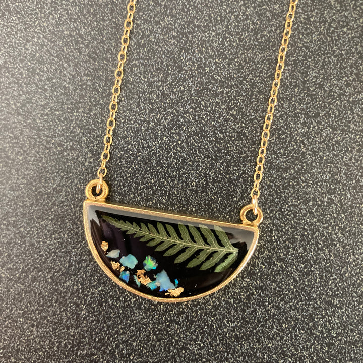 Goldie Pressed Fern Necklace Opal