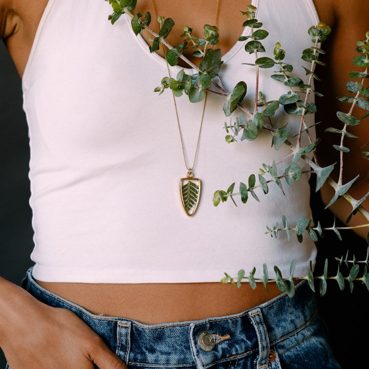 Pressed Fern Arrow Necklace