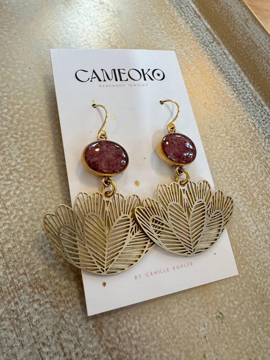 Zoe Lotus Dangle Earrings Ruby