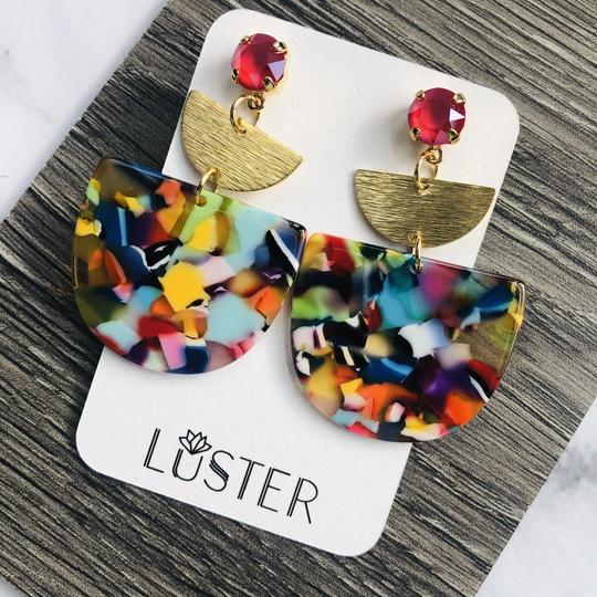 Multicolor Drops Red Crystal Earrings