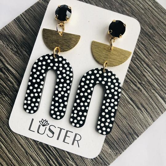 Black With White Dots Earrings