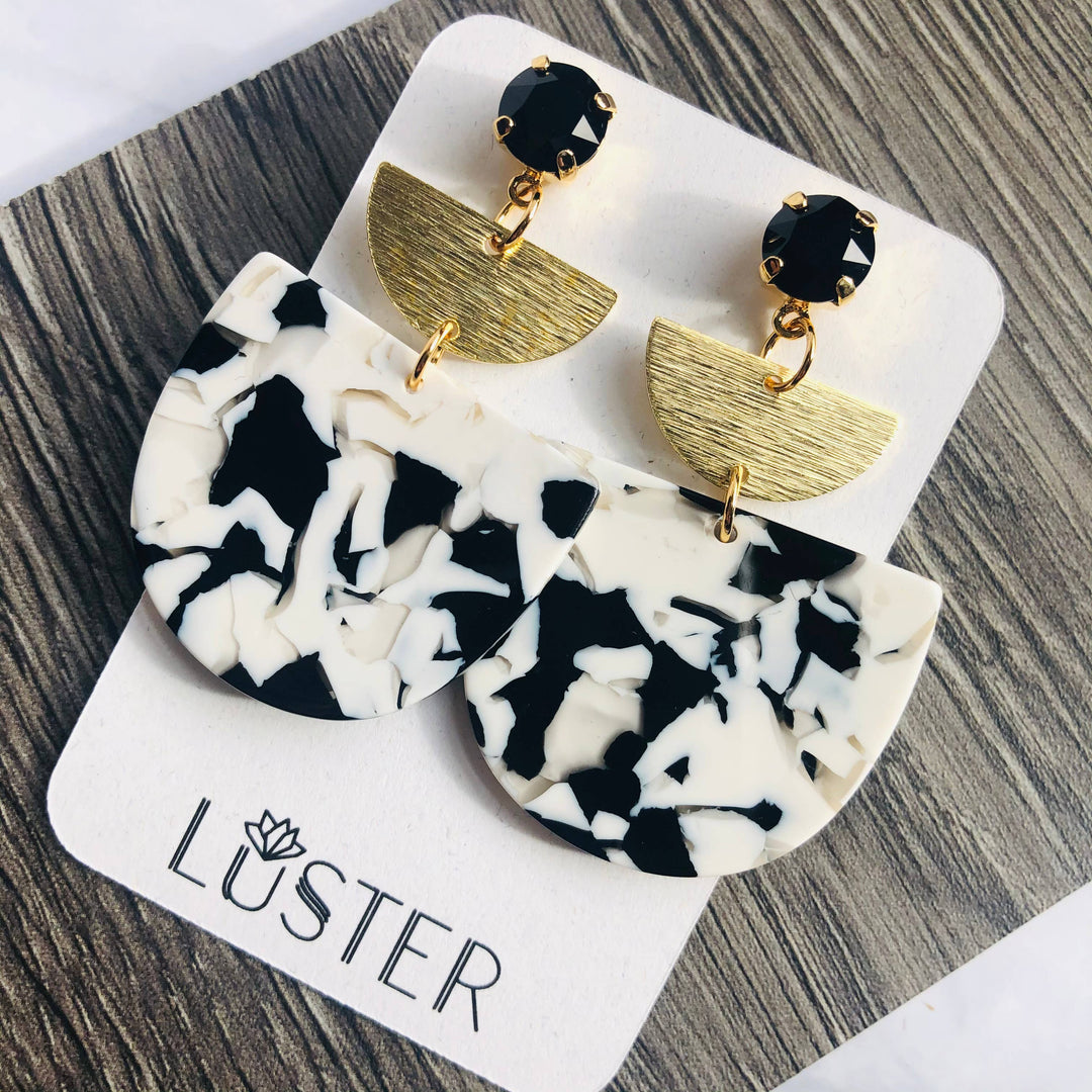 Black + White Stacked Earrings