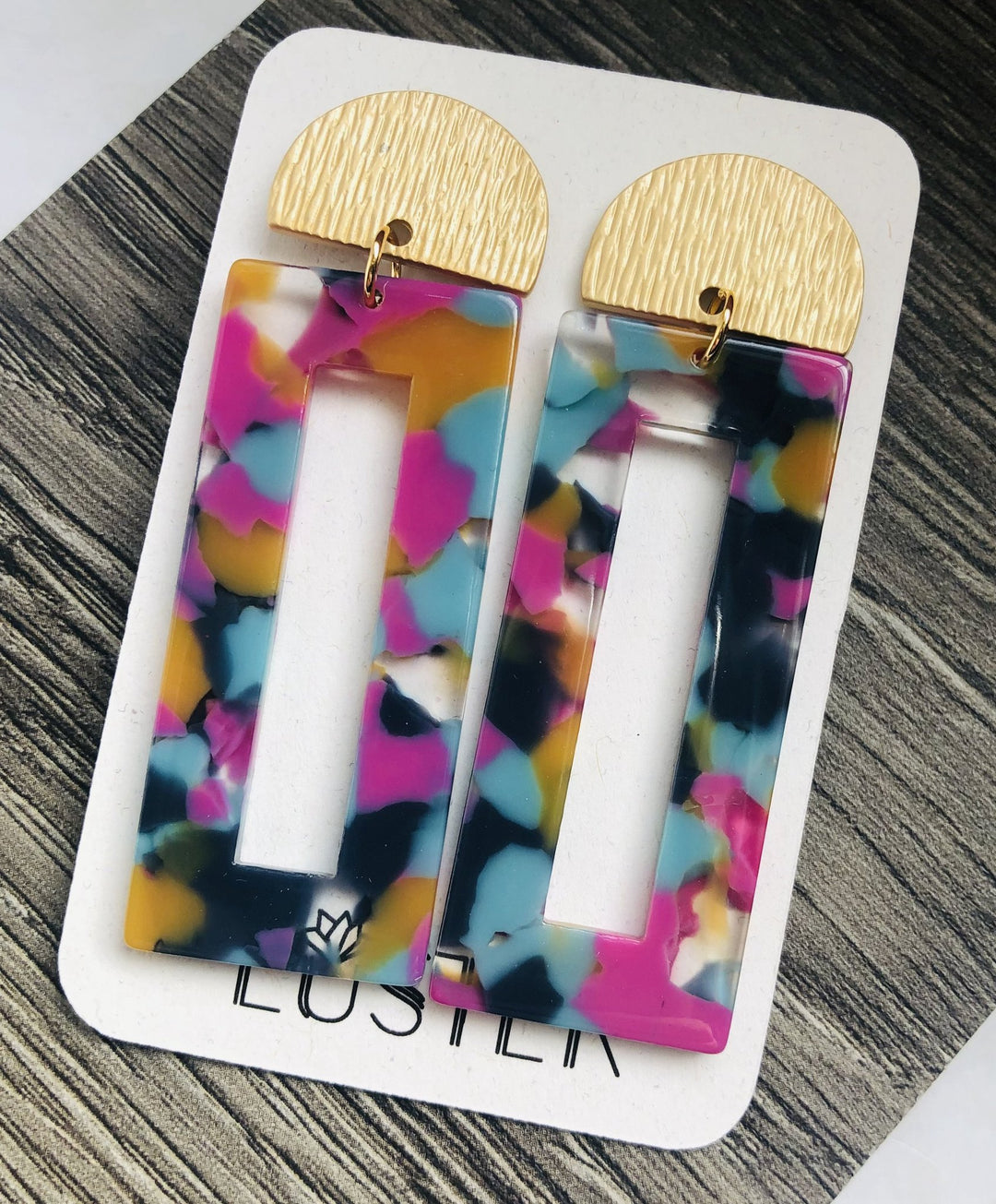 Multicolored Rectangle Earrings