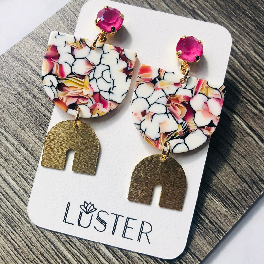 Pink Abstract Earrings