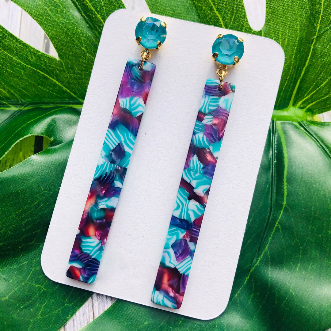 Teal Stick Earrings