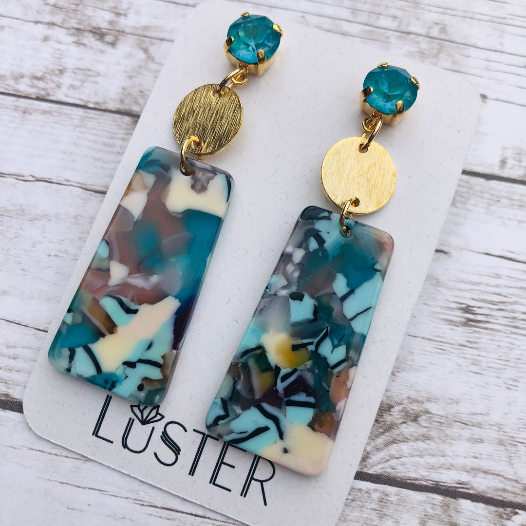 Teal Trapezoid Earrings