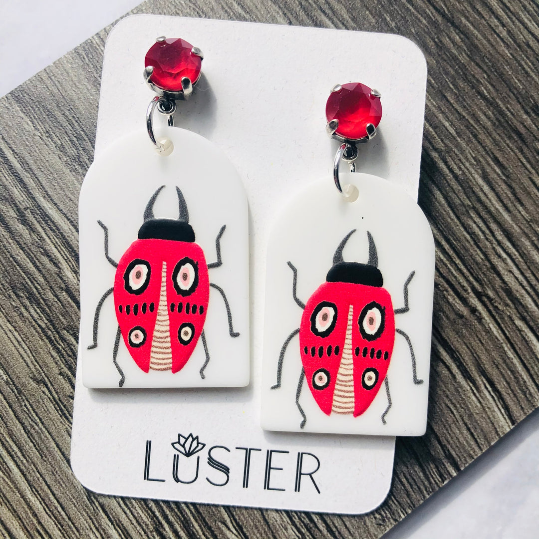 Ladybug Drop Earrings