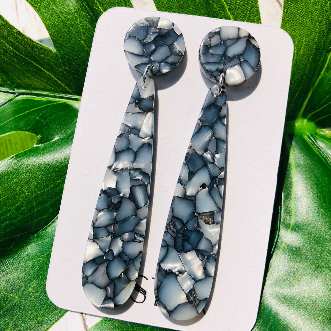 Marbled Grey Drop Earrings