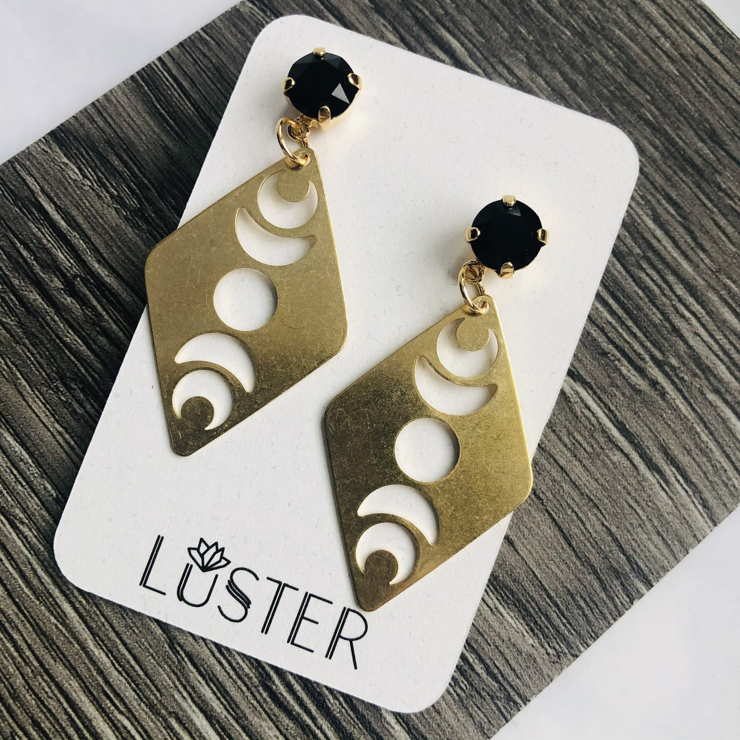 Brass Moon Phase Earrings