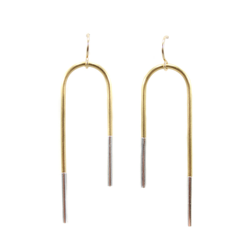 Sticks Simple Willow Earrings Brass + Silver