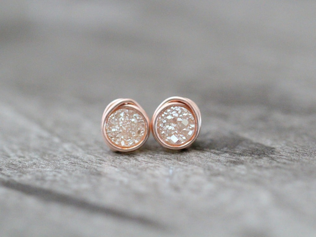 Druzy Micro Studs Champagne