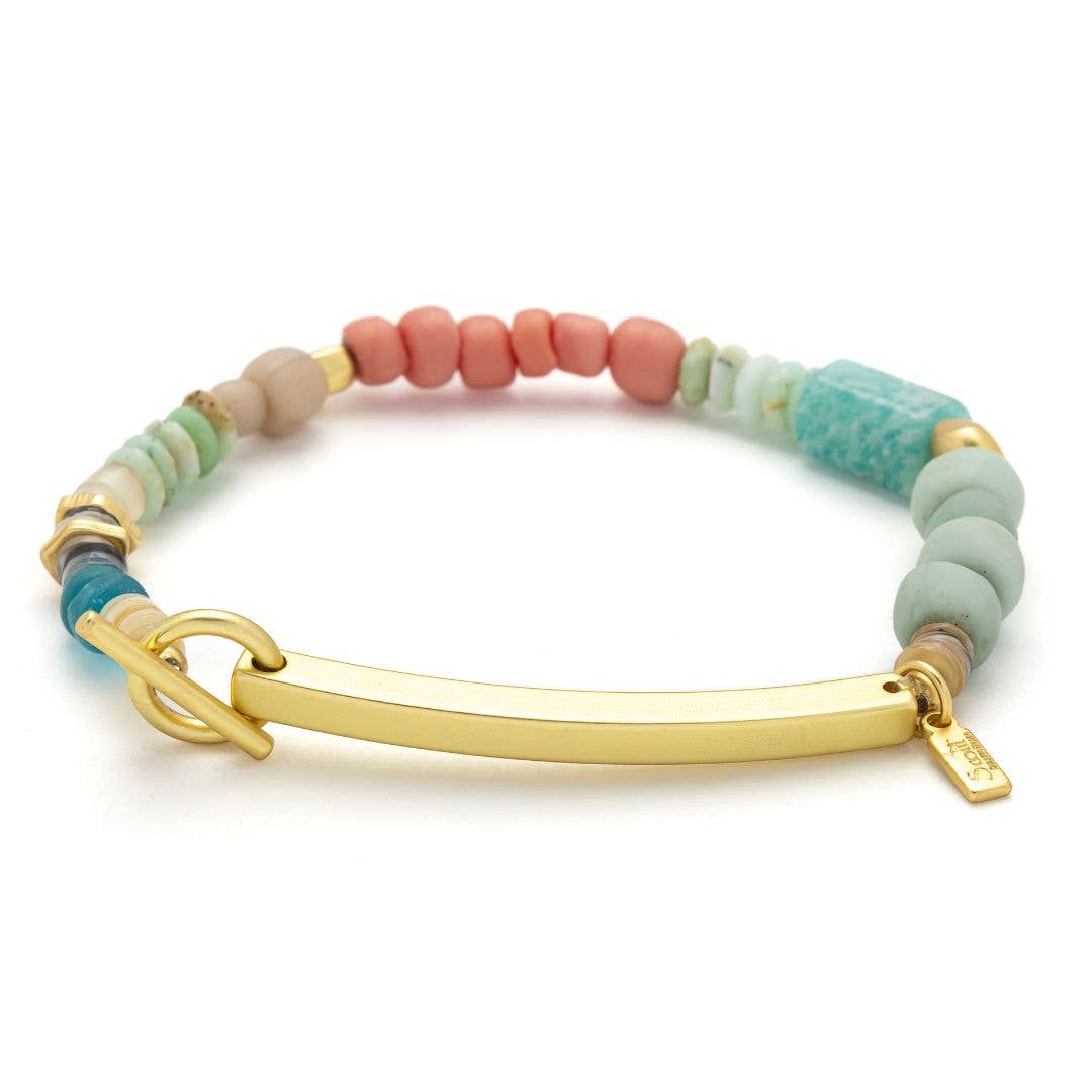Crushing It Hidden Message Bracelet Amazonite + Gold